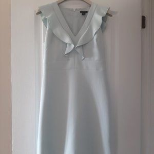 NWOT Ann Taylor Light Blue Green Sleeveless Dress with Ruffles